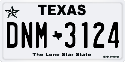 TX license plate DNM3124