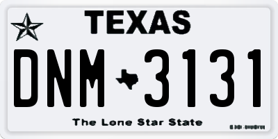 TX license plate DNM3131