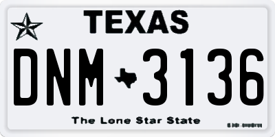 TX license plate DNM3136
