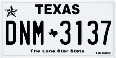 TX license plate DNM3137