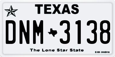 TX license plate DNM3138