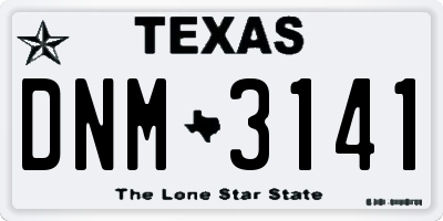TX license plate DNM3141