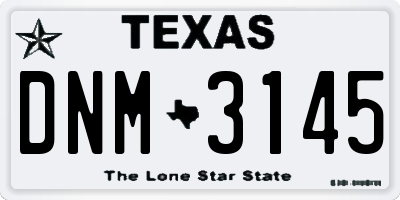 TX license plate DNM3145