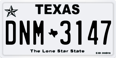 TX license plate DNM3147