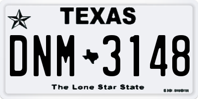 TX license plate DNM3148