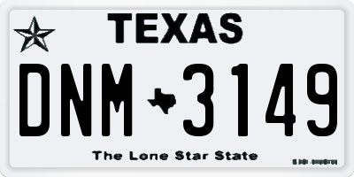 TX license plate DNM3149