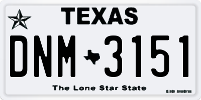 TX license plate DNM3151