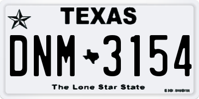 TX license plate DNM3154