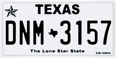 TX license plate DNM3157
