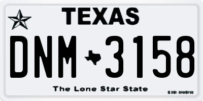 TX license plate DNM3158