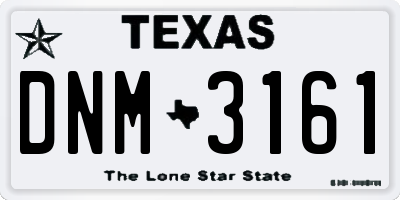 TX license plate DNM3161