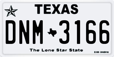 TX license plate DNM3166