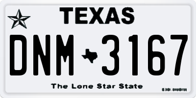 TX license plate DNM3167