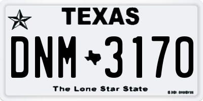 TX license plate DNM3170