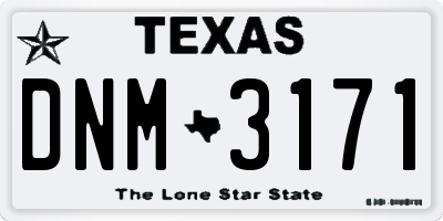TX license plate DNM3171