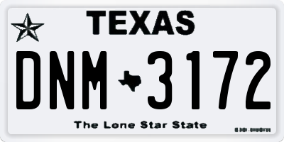 TX license plate DNM3172