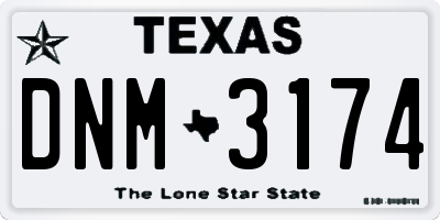 TX license plate DNM3174