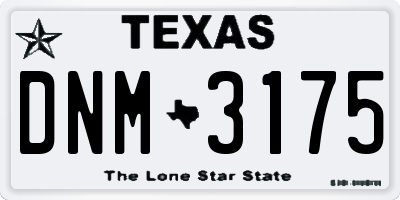 TX license plate DNM3175