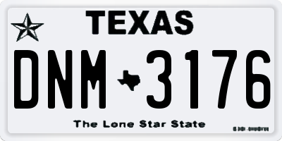 TX license plate DNM3176