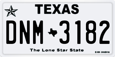 TX license plate DNM3182