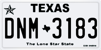 TX license plate DNM3183