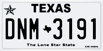 TX license plate DNM3191