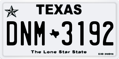 TX license plate DNM3192