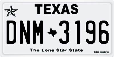 TX license plate DNM3196