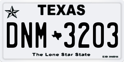 TX license plate DNM3203