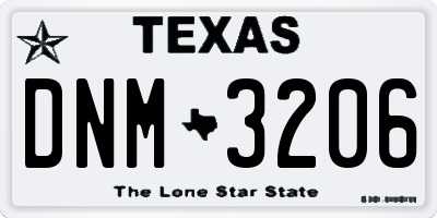 TX license plate DNM3206