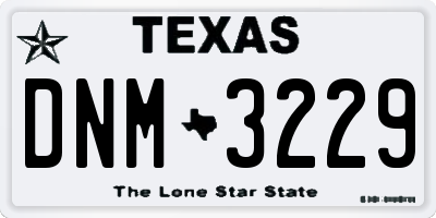 TX license plate DNM3229