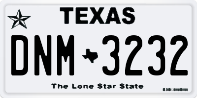 TX license plate DNM3232
