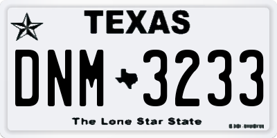 TX license plate DNM3233