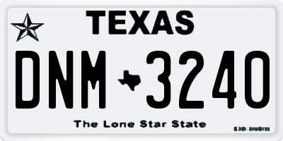 TX license plate DNM3240