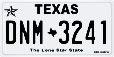 TX license plate DNM3241