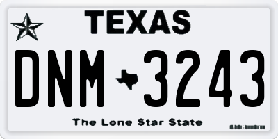 TX license plate DNM3243