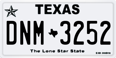 TX license plate DNM3252