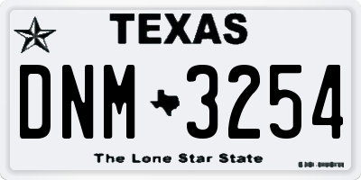 TX license plate DNM3254