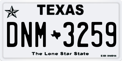 TX license plate DNM3259