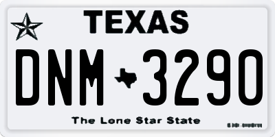 TX license plate DNM3290