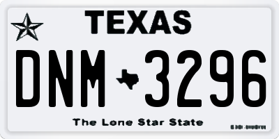 TX license plate DNM3296