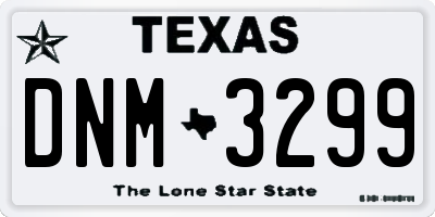 TX license plate DNM3299