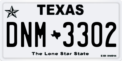 TX license plate DNM3302