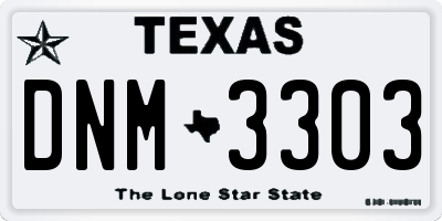 TX license plate DNM3303
