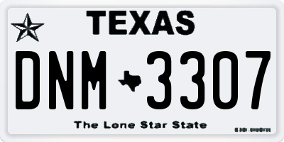 TX license plate DNM3307