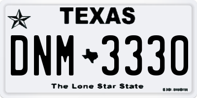 TX license plate DNM3330