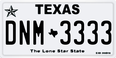 TX license plate DNM3333