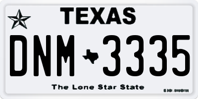 TX license plate DNM3335