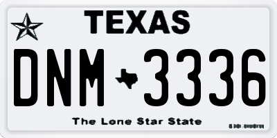 TX license plate DNM3336