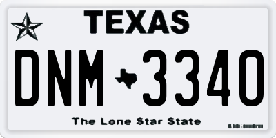 TX license plate DNM3340